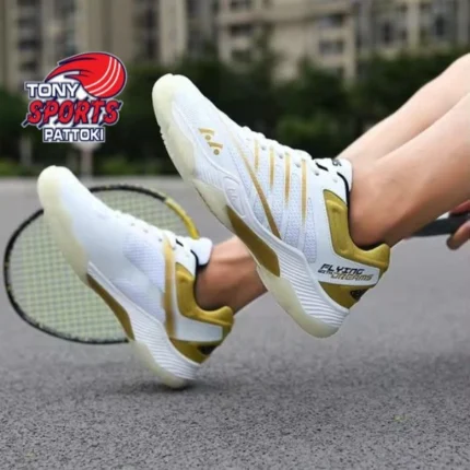 LEFUS BADMINTON SHOES (WHITE/GOLD) WORLD CLASS QUALITY